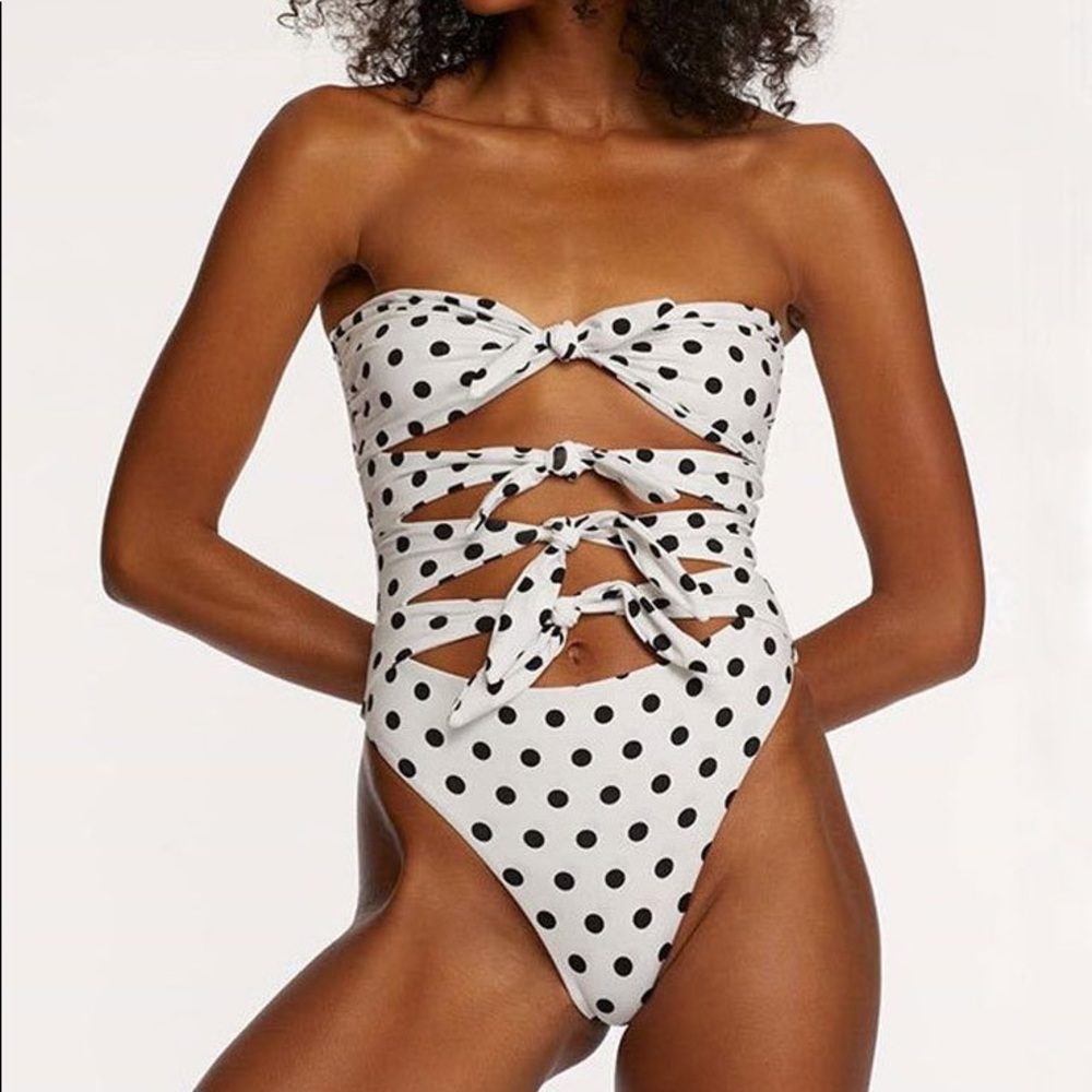 Polka Dot Tie Front One Piece